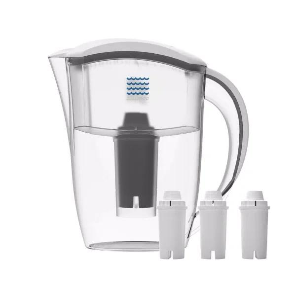 Drinkpod Alkaline Water Filter Pitcher with 8-Stage Cartridge, 2.5L Capacity, 3-Pack