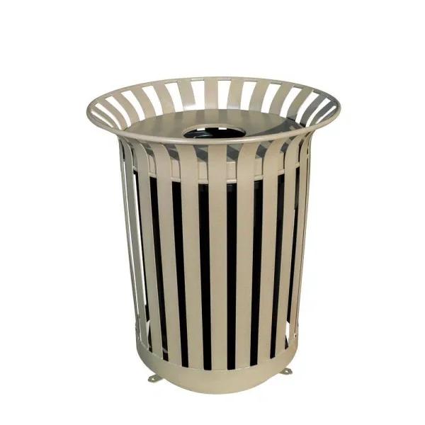 Ultra Play Lexington 36 Gal. Outdoor Trash Receptacle with Flat Top Lid and Liner - Beige