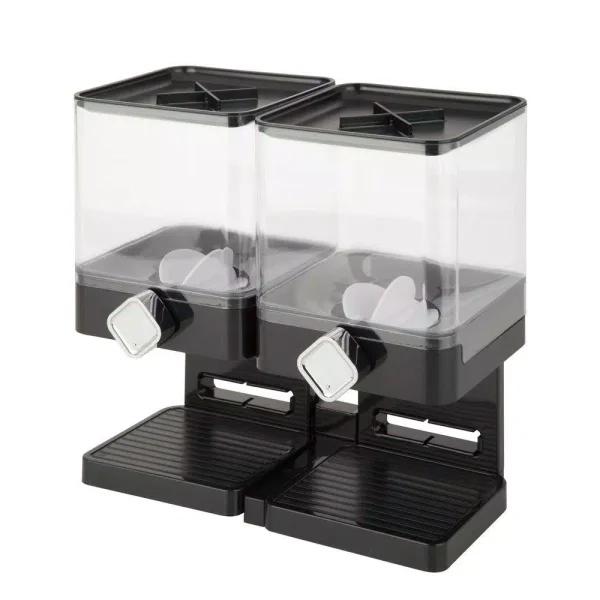 Honey-Can-Do Double Cereal Dispenser with Portion Control, Black Dry Food Dispenser
