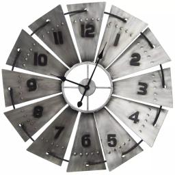 Pinnacle Rustic Galvanized Metal Windmill Wall Clock, 31-in Oversized Farmhouse Decor thumbnail 2