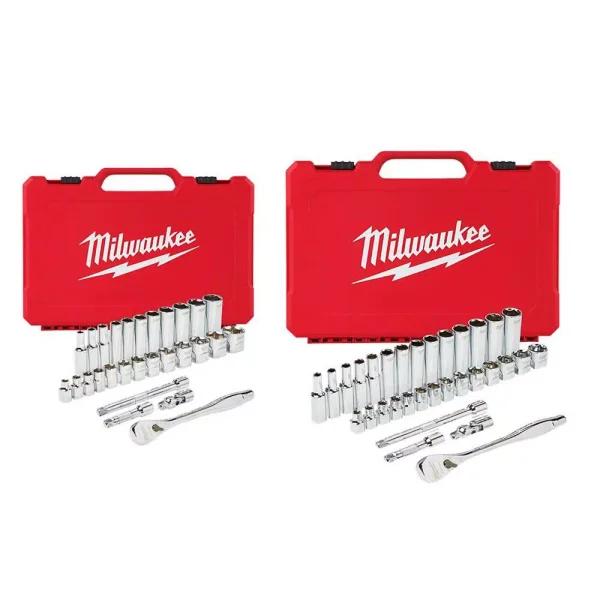 Milwaukee 3/8 in. Drive SAE/Metric Ratchet and Socket Mechanics Tool Set, 60-Piece