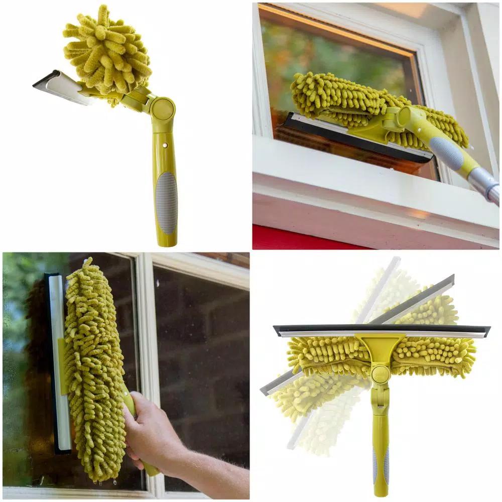 DocaPole 7 ft. to 30 ft. Telescoping Window Cleaning Kit with Dual Pivot Squeegee and Scrubber
