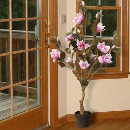 National Tree Company 48 in. Pink Magnolia Artificial Flower Tree in Matte Black Pot thumbnail 4