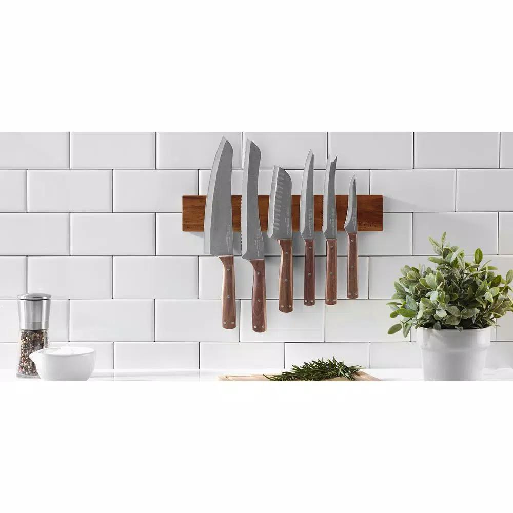 Chicago Cutlery Rustica 7-Piece German Stainless Steel Knife Set with Natural Acacia Wood Magnetic Block