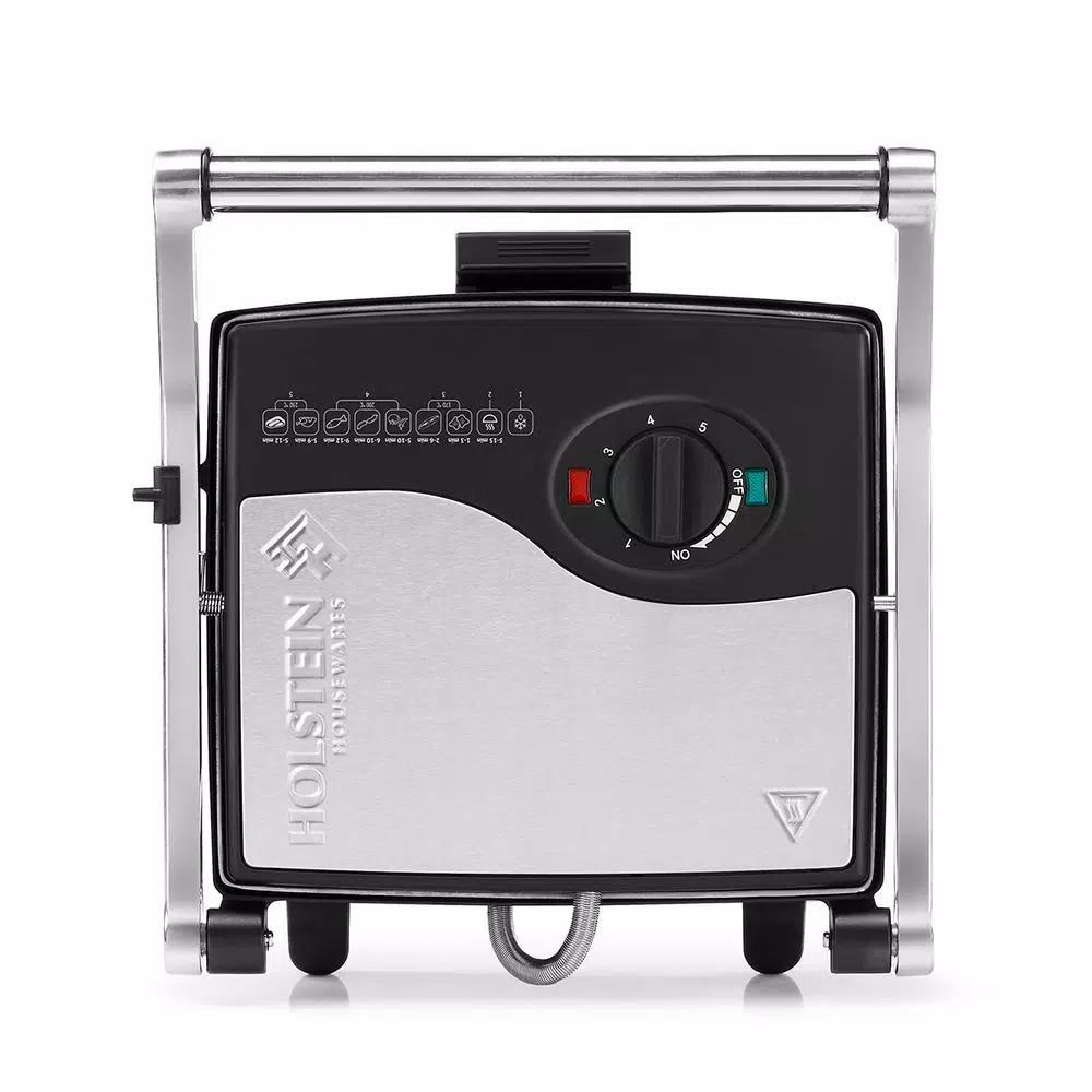 HOLSTEIN HOUSEWARES Holstein 4-Slice Stainless Steel Electric Griddle with Non-Stick Surface, 132 sq. in.