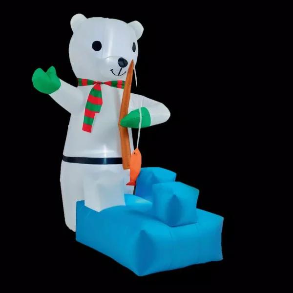 Brite Star 5 ft. Fishing Polar Bear Inflatable Airblown Holiday Decor with White LED Lights
