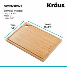 KRAUS 12 in. Solid Bamboo Workstation Sink Cutting Board thumbnail 7