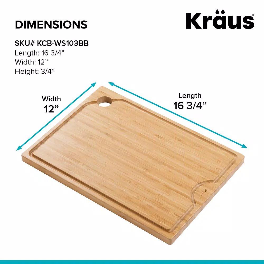 KRAUS 12 in. Solid Bamboo Workstation Sink Cutting Board