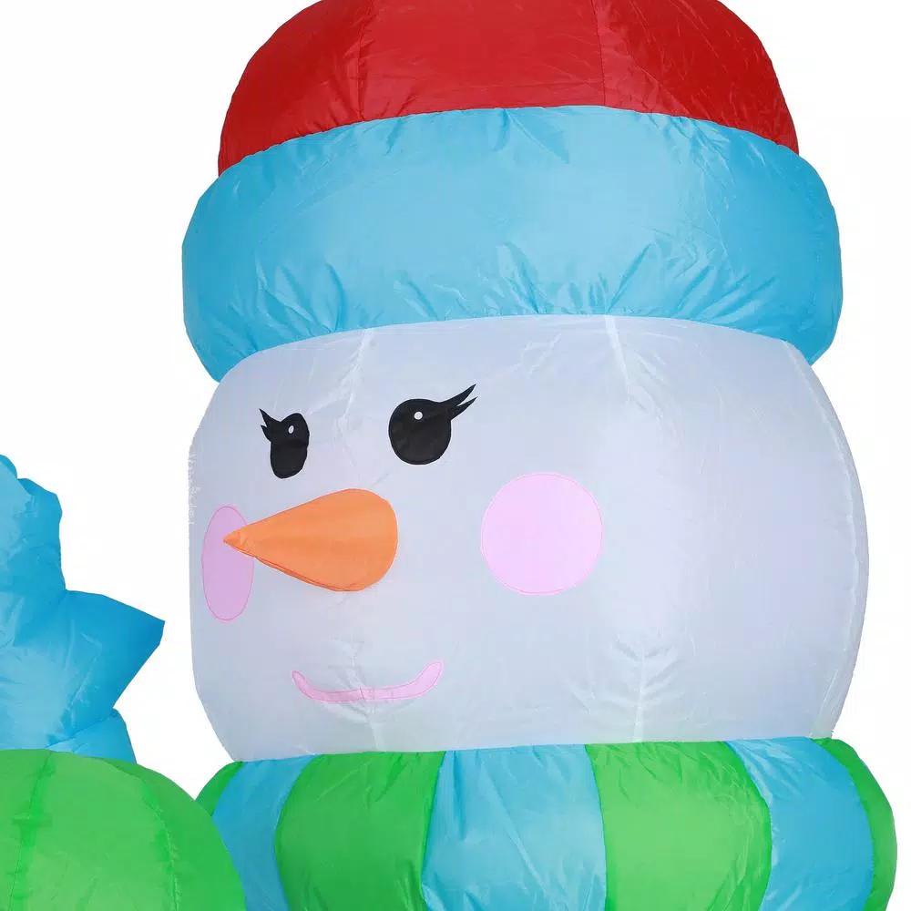 Luxen Home 8 ft. Snowman Family Inflatable Holiday Yard Decor with LED Lights
