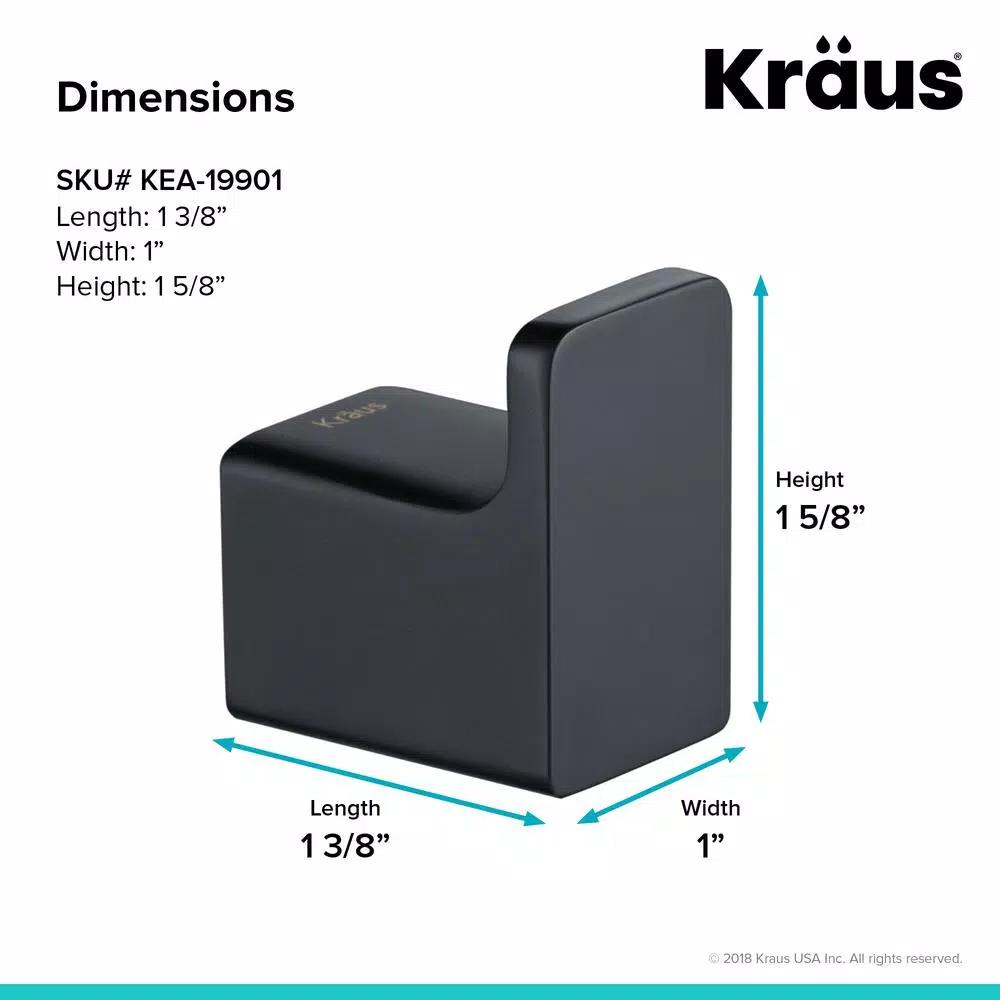 KRAUS Stelios Matte Black Solid Brass Robe and Towel Hook