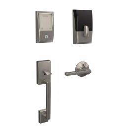 Schlage Encode Smart WiFi Door Lock with Latitude Lever Handleset, Satin Nickel thumbnail 1