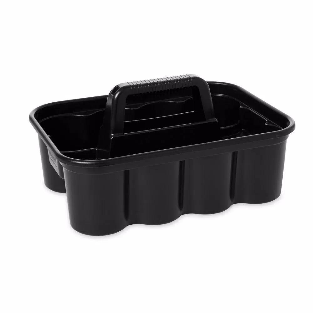 Rubbermaid Commercial Products Rubbermaid Deluxe Black Plastic Carry Caddy for Cleaning Supplies and Tools