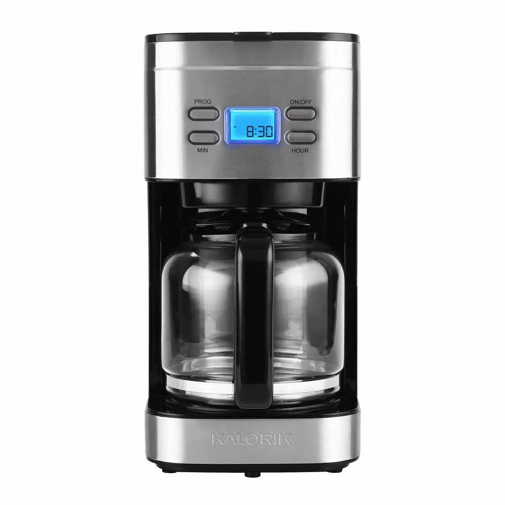 KALORIK 12-Cup Programmable Digital Coffee Maker, Stainless Steel Drip Coffee Machine