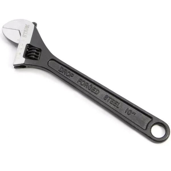 Stark 10 in. Adjustable Wrench, Black Chrome Vanadium Steel with Built-in SAE/Metric Scale
