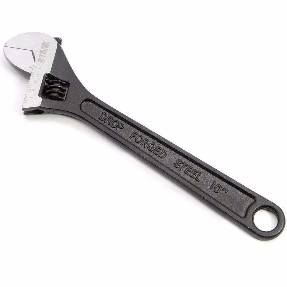 Stark 10 in. Adjustable Wrench, Black Chrome Vanadium Steel with Built-in SAE/Metric Scale