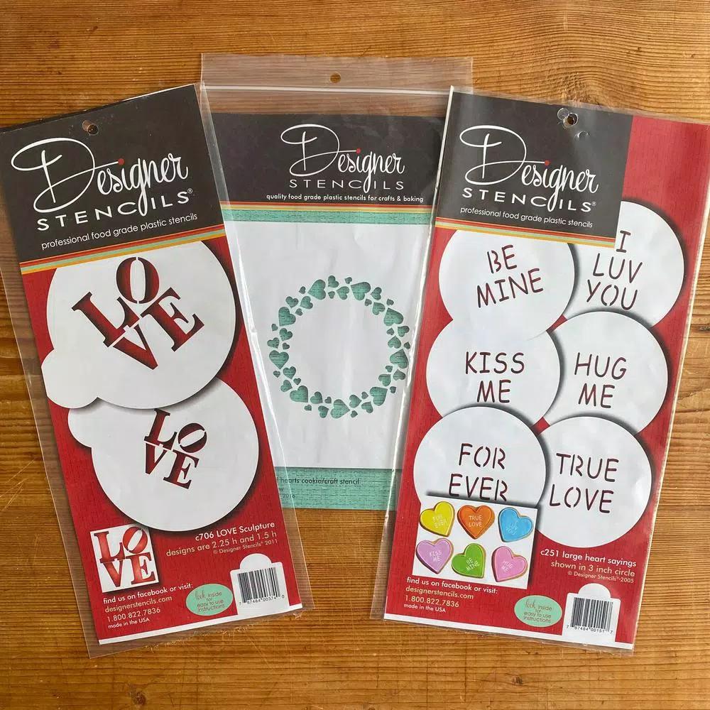 Designer Stencils Sweetheart Sayings Cookie Stencil Bundle - 9 Pattern Decorating Set