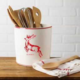 Molly Hatch White Reindeer Ceramic Round Utensil Crock, 7 in. thumbnail 2