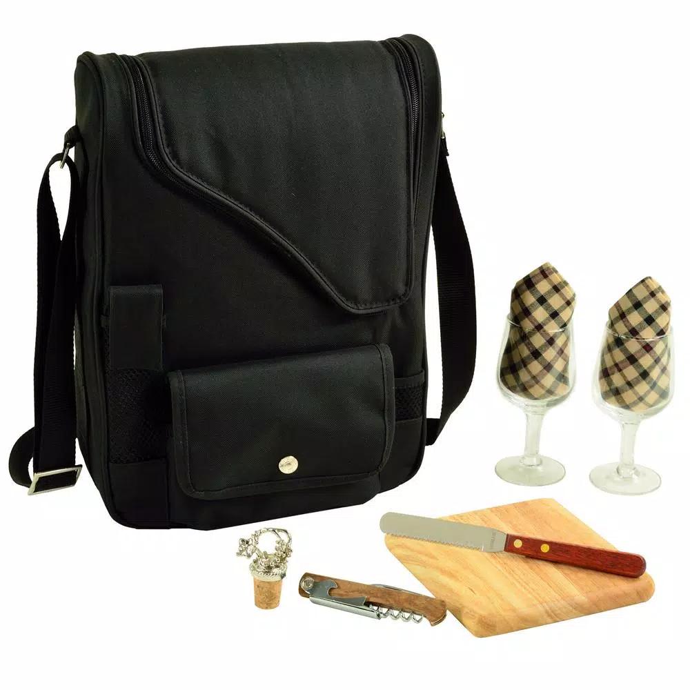 Unbranded Picnic at Ascot Bordeaux Wine and Cheese Cooler Bag Set with Glassware and Hardwood Board