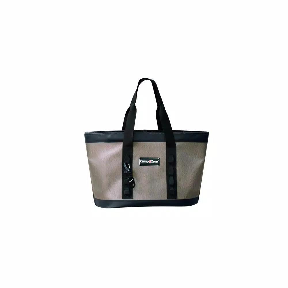 Camp-Zero Premium Carry-All Tote Bag - Rugged Waterproof Soft-Side Cooler, Tan and Black