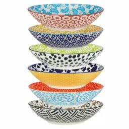 Certified International Chelsea Multicolored Porcelain 9 in. 32 oz. Dinner Bowls, Set of 6 thumbnail 1