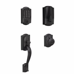 Schlage Encode Smart Wi-Fi Deadbolt with Camelot Handleset and Georgian Knob, Matte Black thumbnail 1