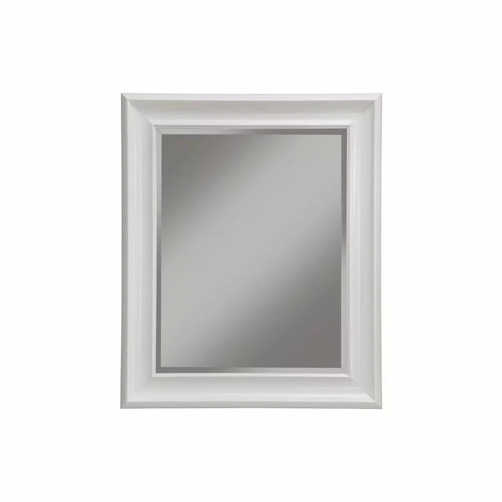 Martin Svensson Home White Beveled Glass Accent Mirror, 30 in. H x 36 in. W Rectangle Framed Wall Mirror