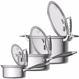 CookCraft by Candace 6-Piece Tri-Ply Stainless Steel Cookware Set with Patented Latch Lids thumbnail 6