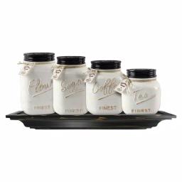 Unbranded Young's Inc. 4-Piece Ceramic Country Kitchen Canister Set with Airtight Seal thumbnail 1