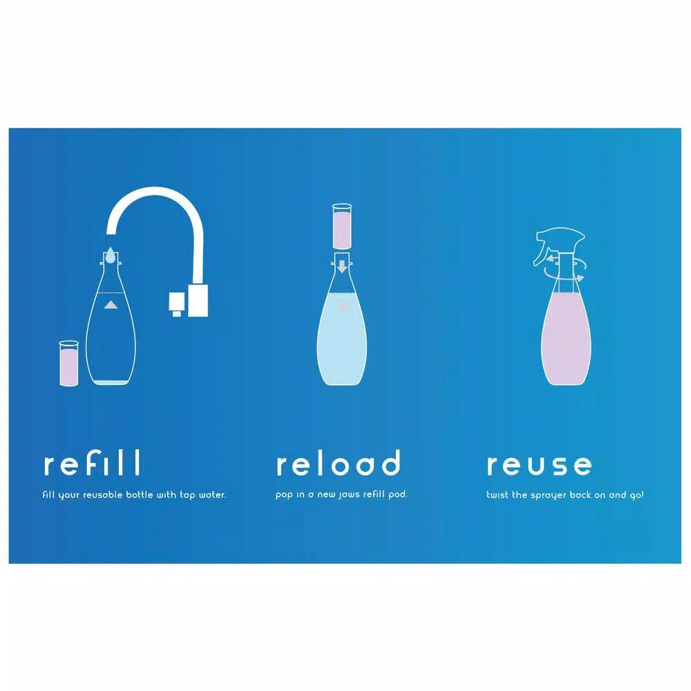 JAWS Ammonia-Free Glass Cleaner Concentrated Refill Pods, Streak-Free Formula (4-Pack)