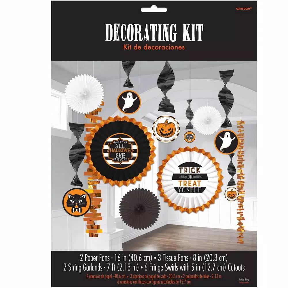 Amscan Hallows' Eve Halloween Room Decorating Kit, 16 in. Orange Foil & Tissue Paper Party Decor (2-Pack)