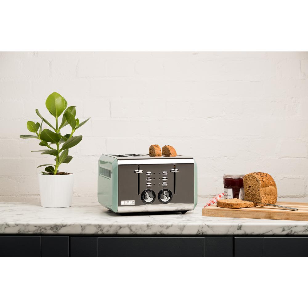 Haden Cotswold 4-Slice Wide Slot Retro Toaster, 1500W, Sage Green