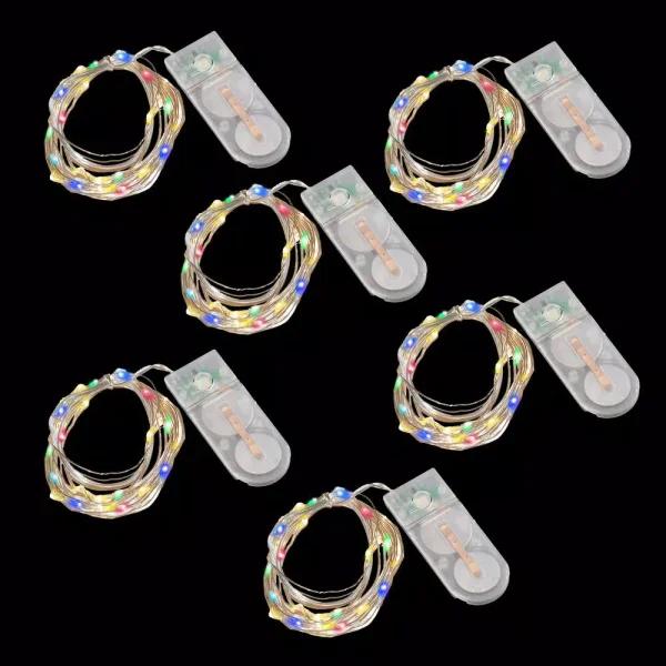 LUMABASE 6-Pack Multi-Color LED Fairy String Lights, 20-Light Waterproof Battery Operated Micro Dot Lights