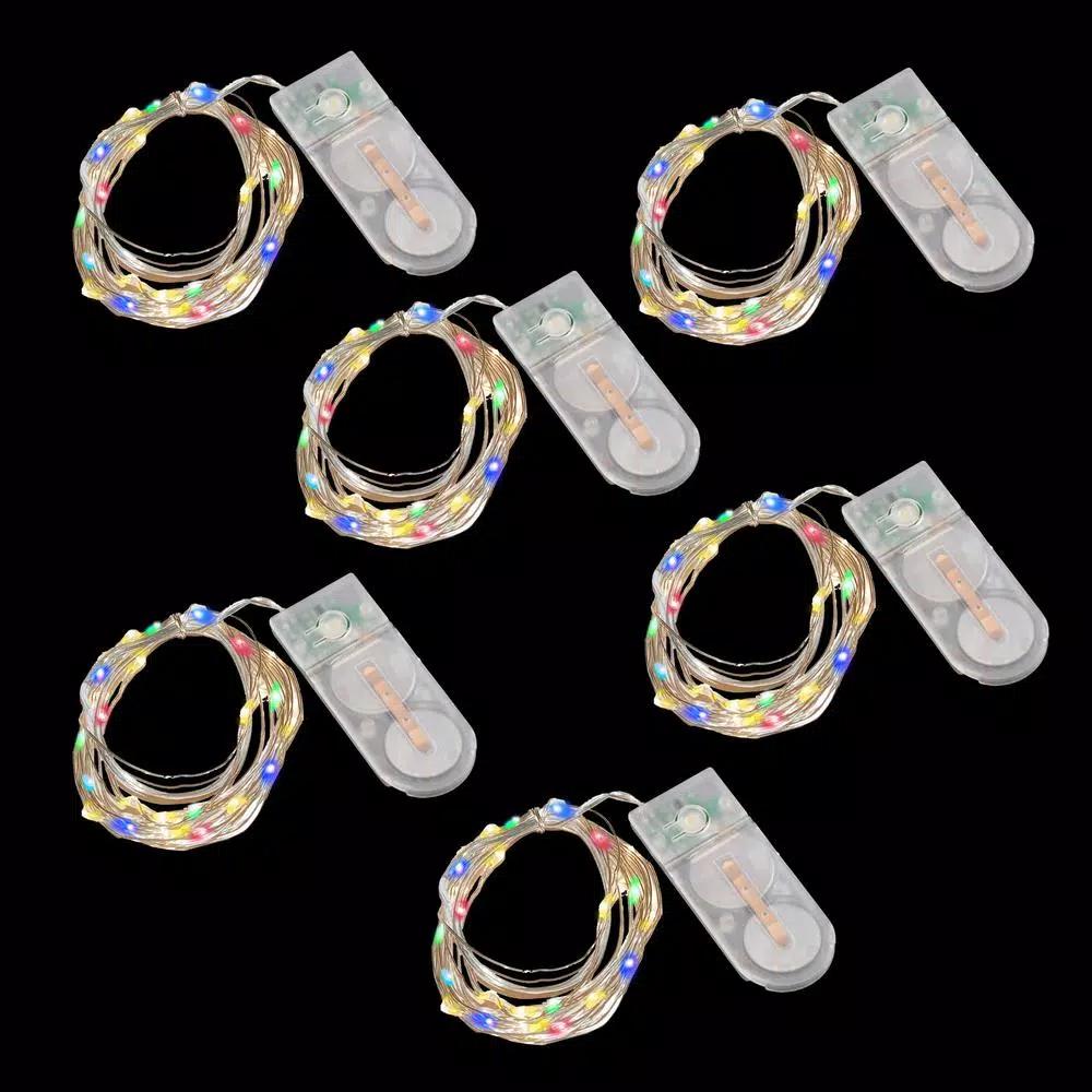 LUMABASE 6-Pack Multi-Color LED Fairy String Lights, 20-Light Waterproof Battery Operated Micro Dot Lights