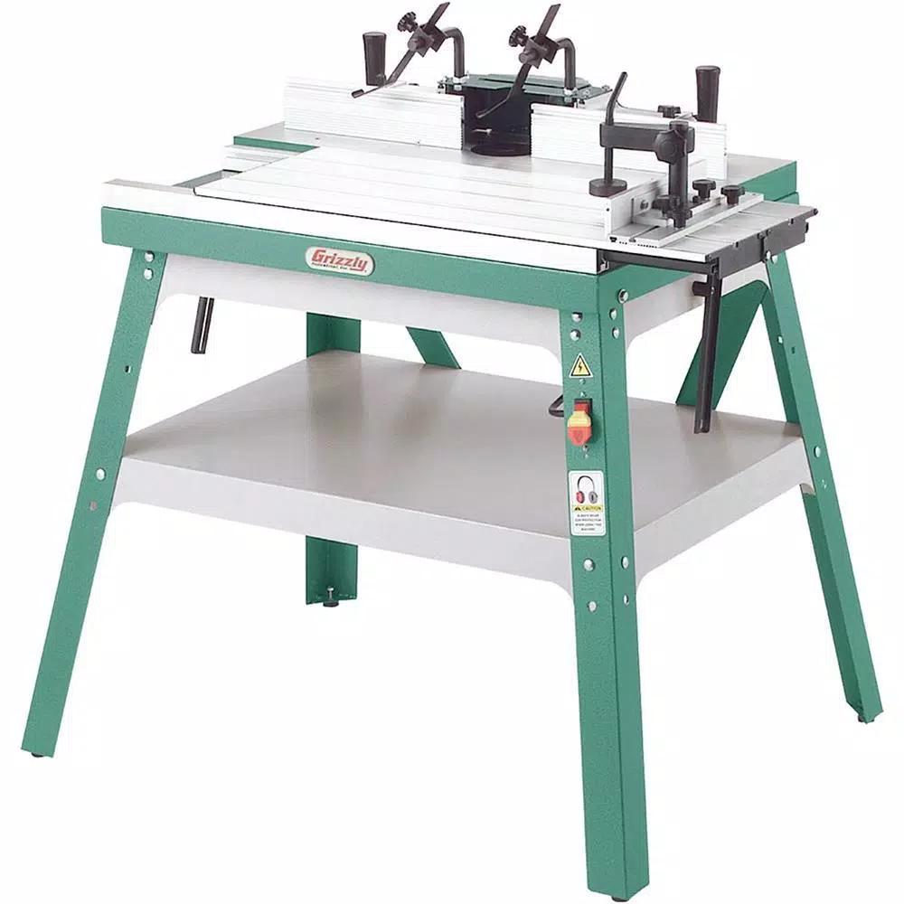 Grizzly Industrial Sliding Table Router Table with Cast Iron Top and Steel Stand