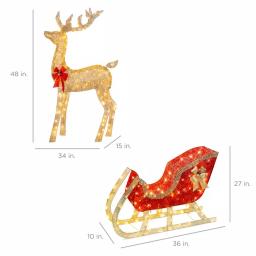 Best Choice Products 48 in. LED Reindeer and Sleigh Christmas Yard Decor Set with Warm White Lights thumbnail 7