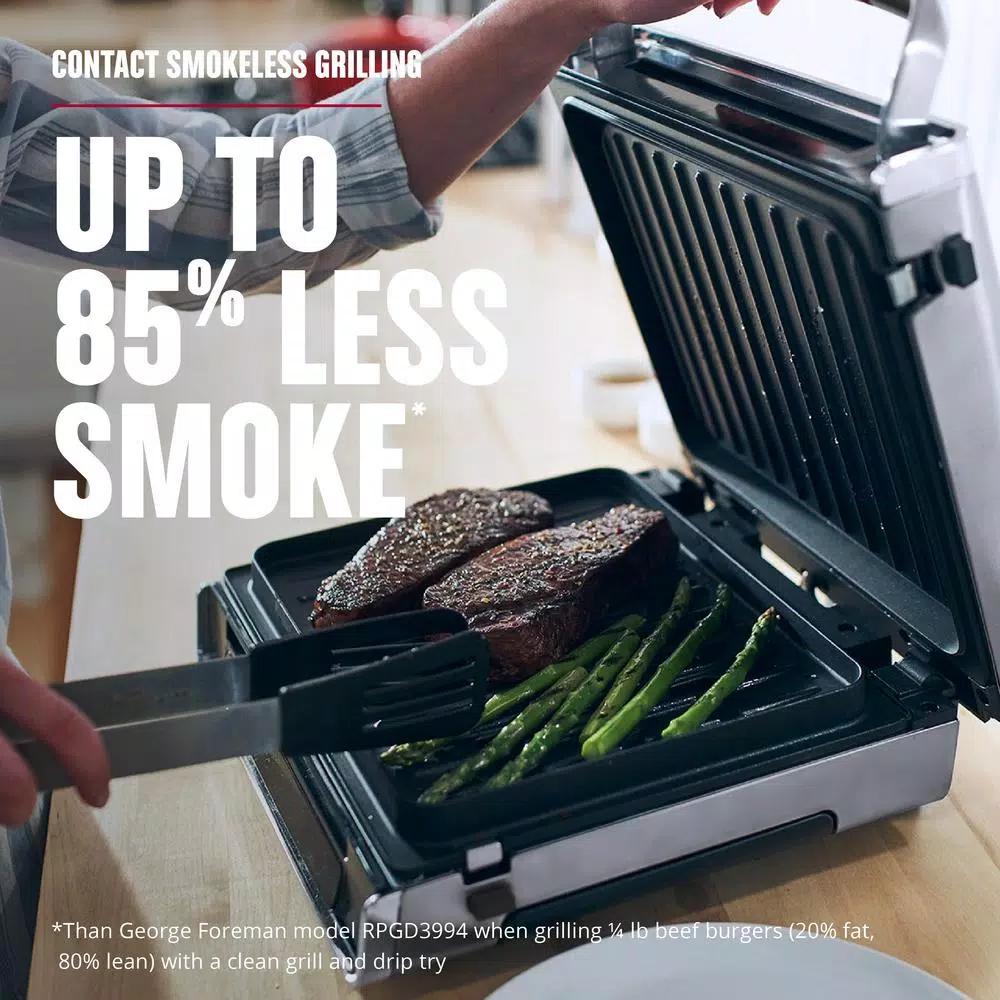 George Foreman Digital Smokeless Indoor Contact Grill, Family Size, Silver