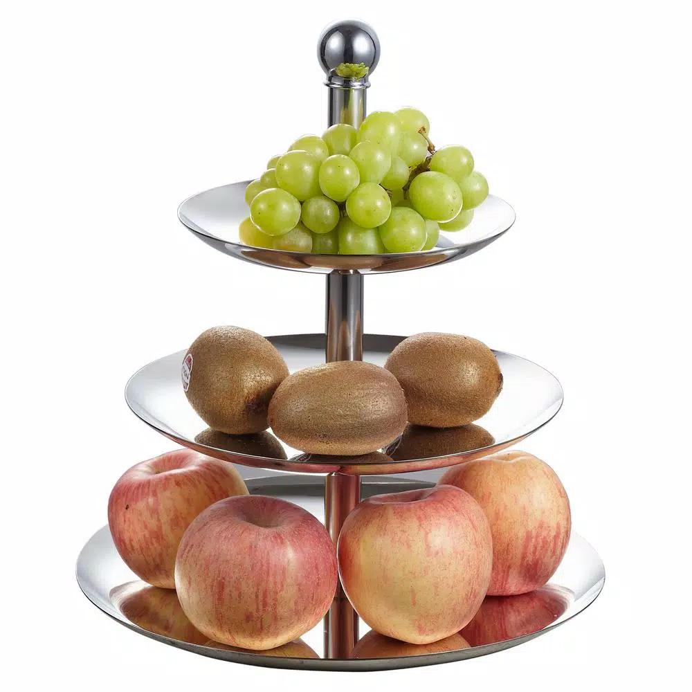 Visol 3-Tier Stainless Steel Cupcake and Fruit Stand, 13 in. Height