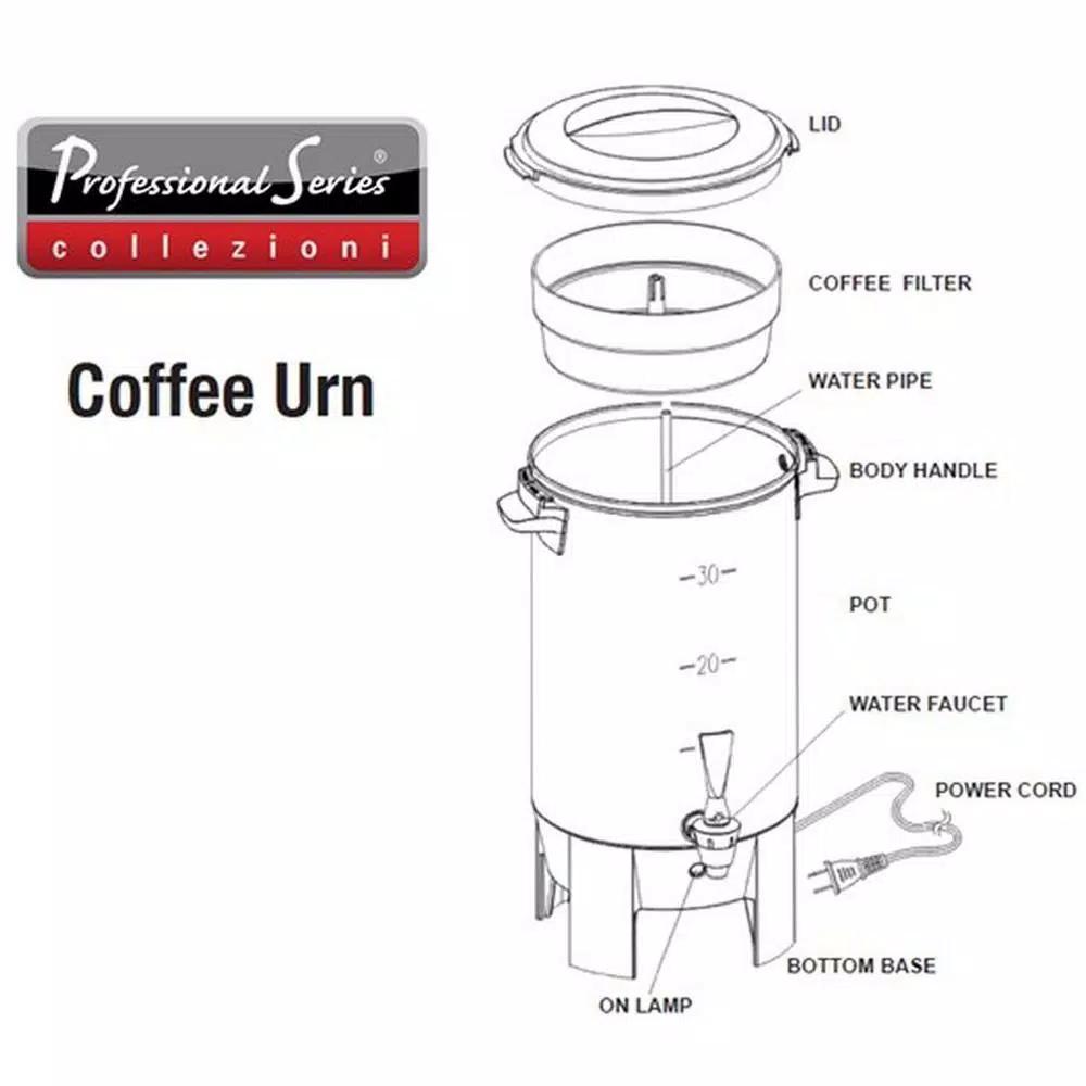 Professional Series 30-Cup Stainless Steel Coffee Urn Percolator with Keep Warm Function