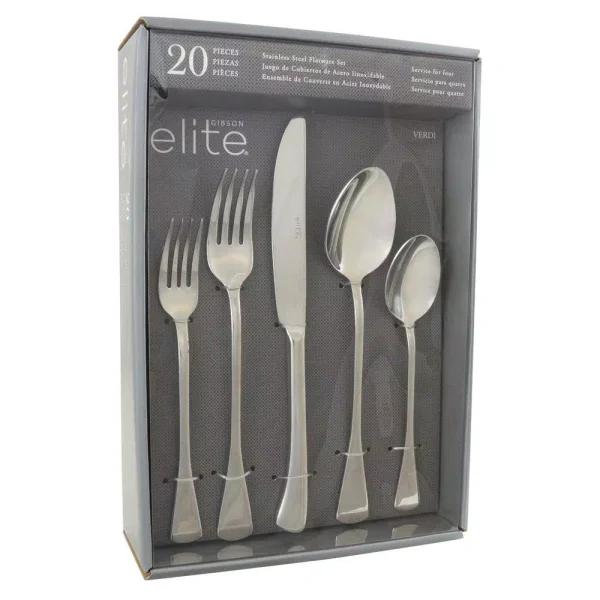 Gibson Elite Monteverdi 20-Piece Stainless Steel Flatware Set, Service for 4