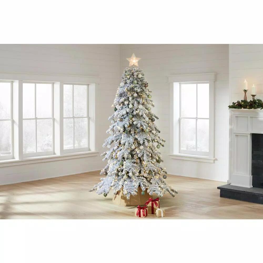 Home Decorators Collection Risch 7.5 ft. White Pine Heavy Flocked Pre-Lit LED Artificial Christmas Tree with 1000 SureBright Warm White Lights
