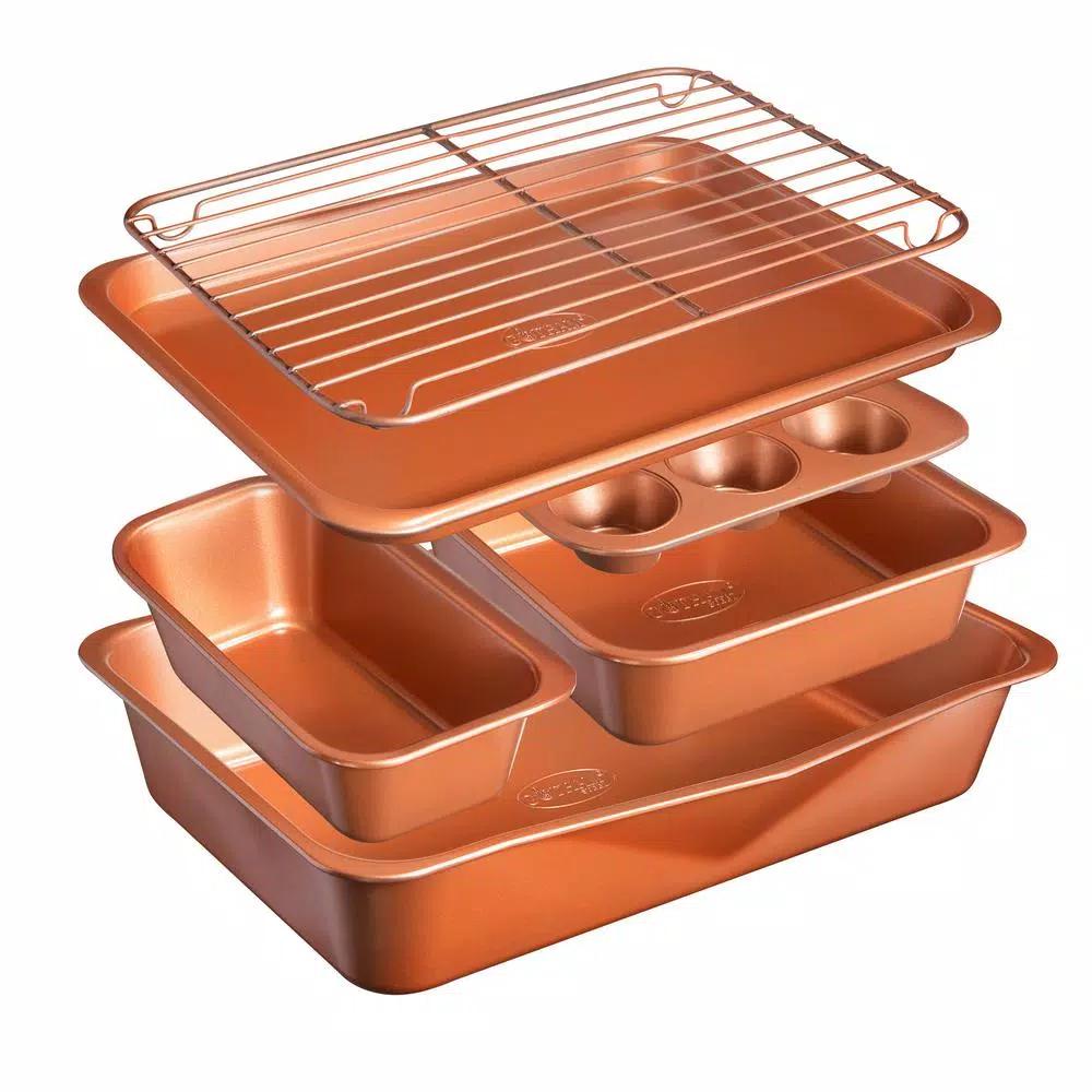 Gotham Steel StackMaster 21-Piece Aluminum Nonstick Cookware and Bakeware Set, Copper