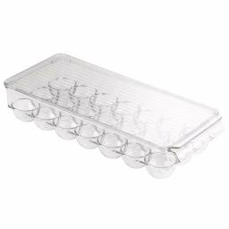 interDesign Fridge Binz 21 Egg Holder, Clear Plastic Refrigerator Storage Container thumbnail 1