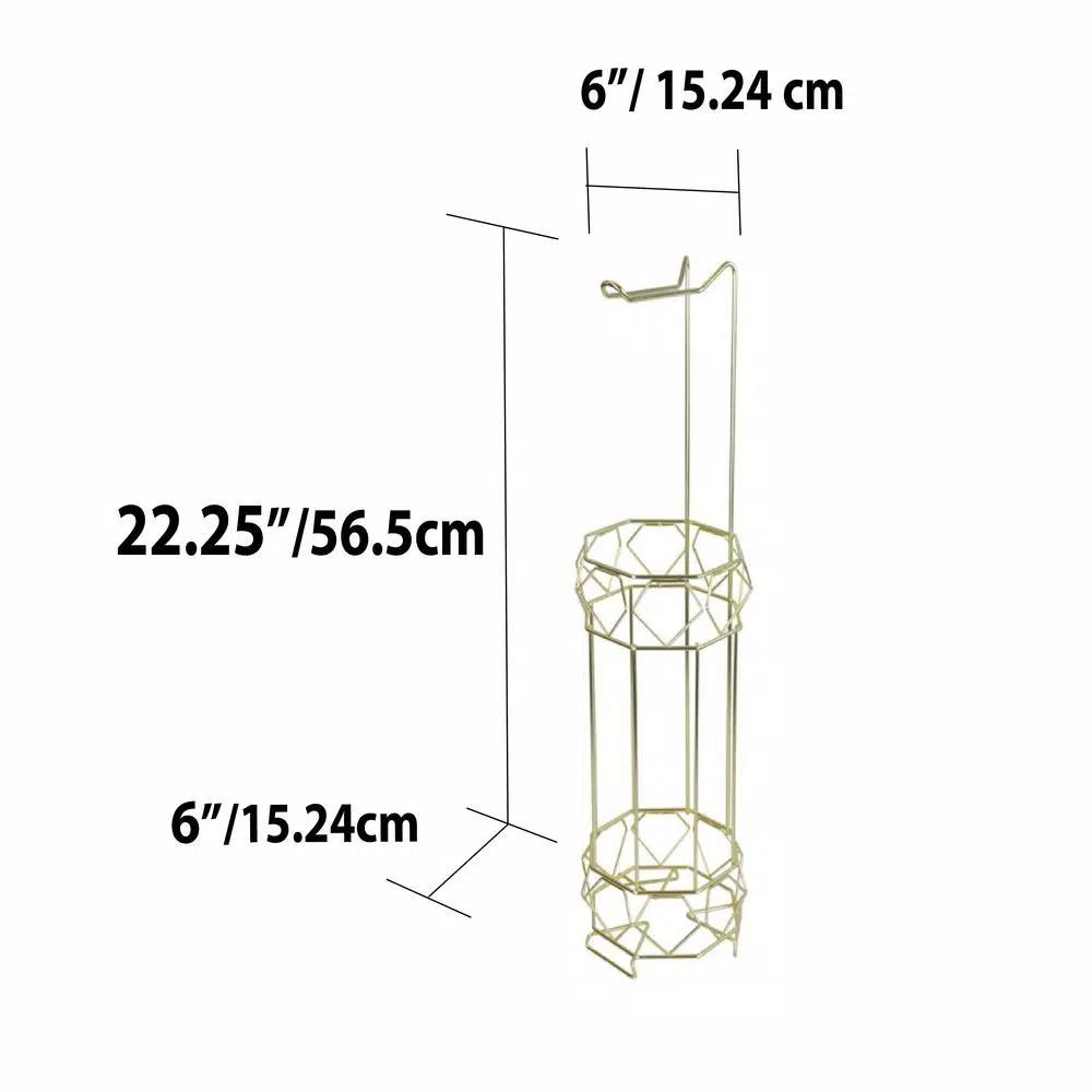 Home Basics Prism Freestanding Gold Toilet Paper Holder with Storage Base