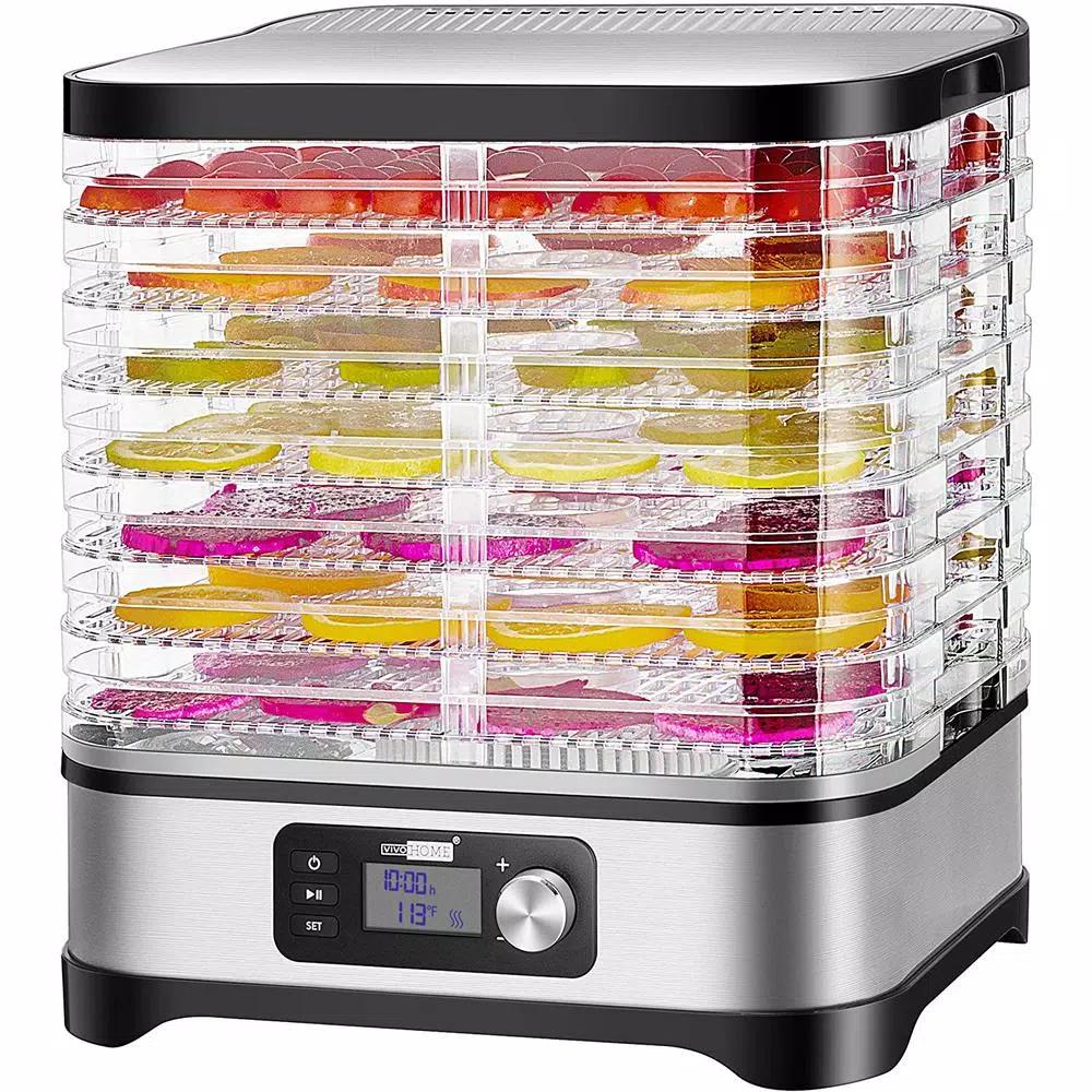 VIVOHOME 8-Tray Stainless Steel Food Dehydrator with Digital Timer and Temperature Control