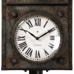 Zentique Antique Grey Metal Floor Clock with 3 Clock Faces and Hidden Storage thumbnail 4