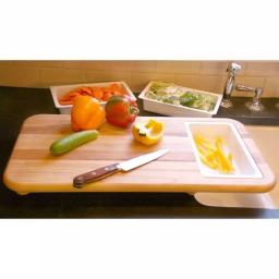 Catskill Craftsmen Hardwood Cut 'n' Catch Over-the-Sink Cutting Board with Removable Trays thumbnail 3