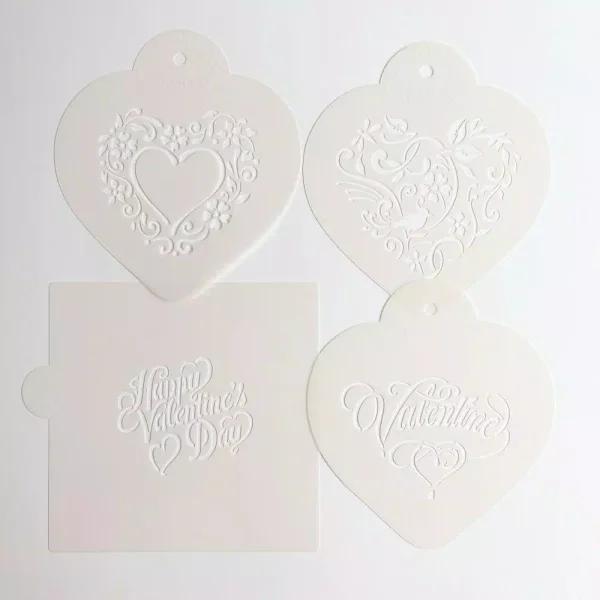 Designer Stencils Be My Valentine Heart Cookie Stencil Bundle - 4 Pattern Set