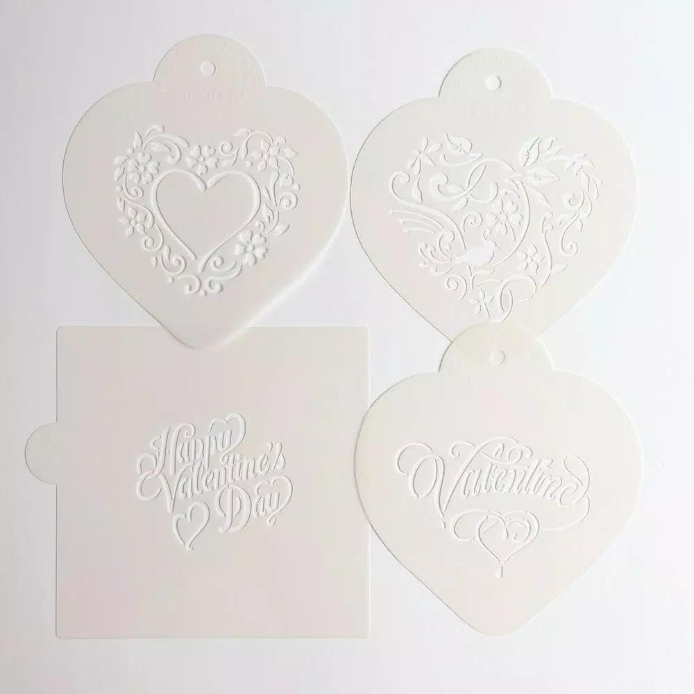 Designer Stencils Be My Valentine Heart Cookie Stencil Bundle - 4 Pattern Set