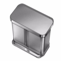 simplehuman 15 Gallon Dual Compartment Stainless Steel Step Trash Can and Recycling Bin thumbnail 2