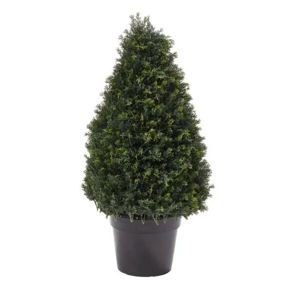Pure Garden 37 in. Artificial Cypress Tower Style Topiary with Pot